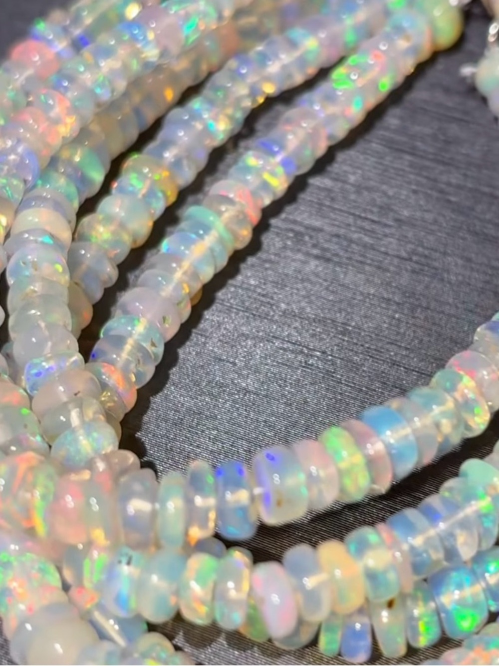 Genuine Ethiopian Opal Multi Fire Rondelle Bracelet S925 Sterling Silver 4mm NEW